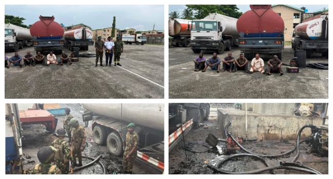 Army Cracks Down on Illegal Oil Bunkering in Lagos, Six Arrested