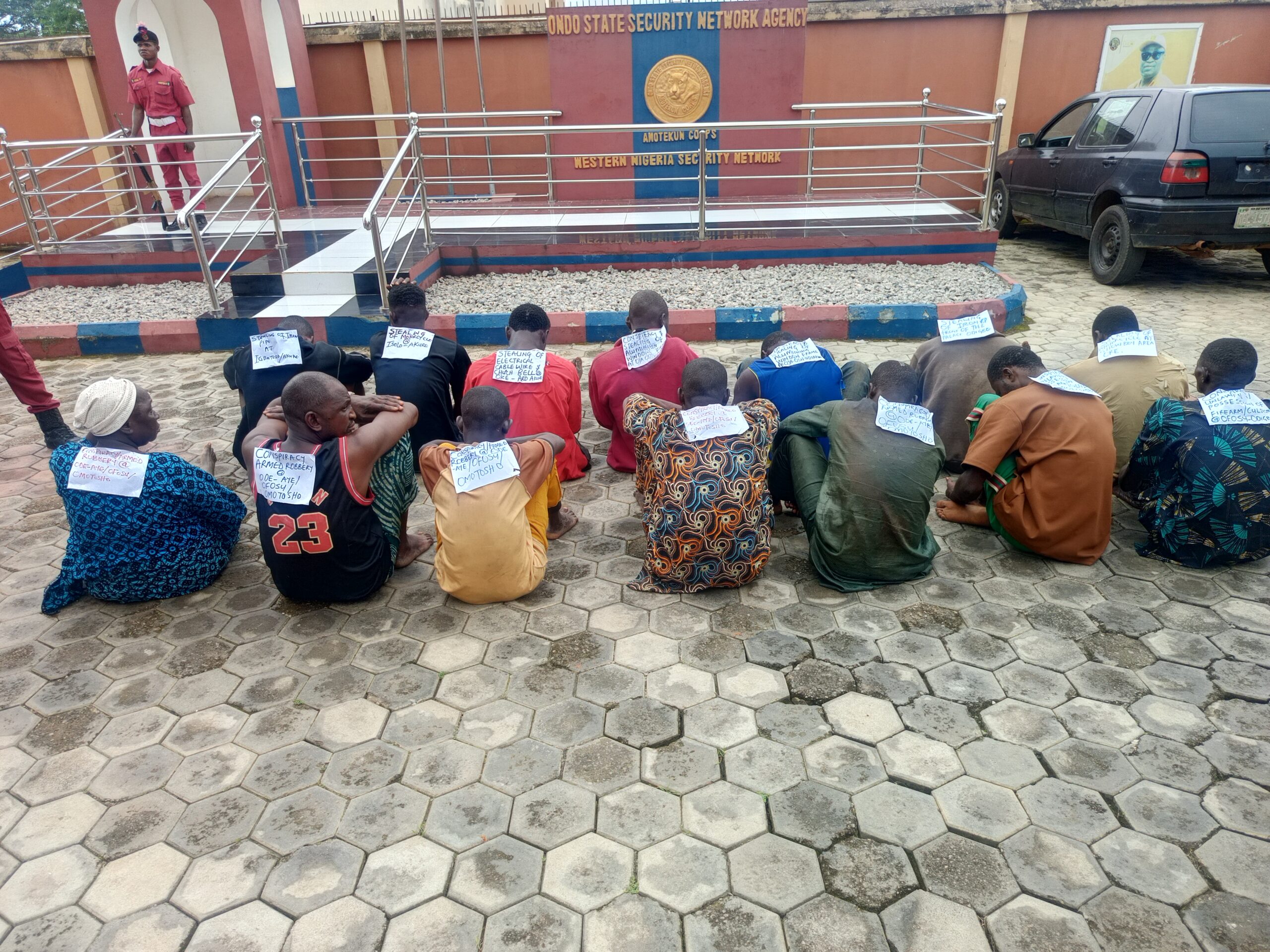 AMOTEKUN RESCUES KIDNAPPED VICTIMS, PARADES 14 SUSPECTS IN ONDO AMOTEKUN RESCUES KIDNAPPED VICTIMS, PARADES 14 SUSPECTS IN ONDO